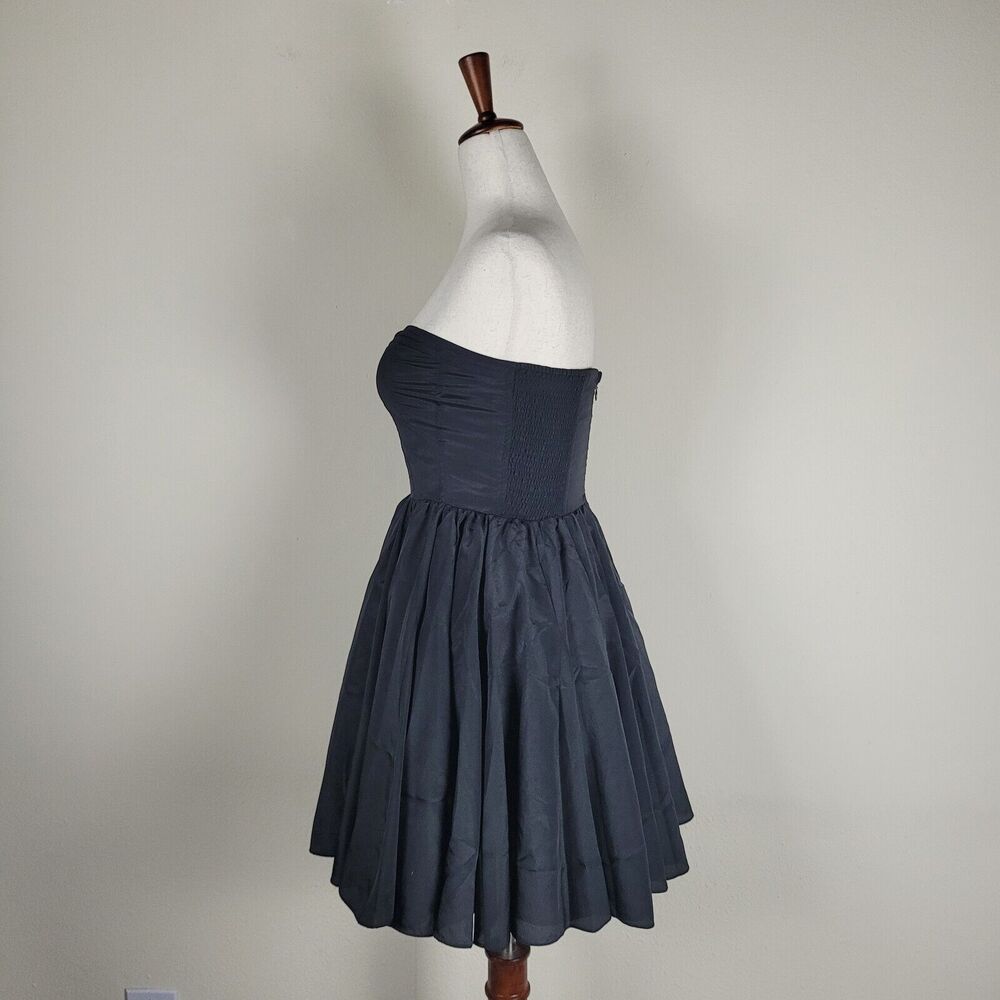 Vintage Arden B Dress XS Black Sweetheart Ruffles Party 90s Mini Short Strapless - Picture 5 of 10